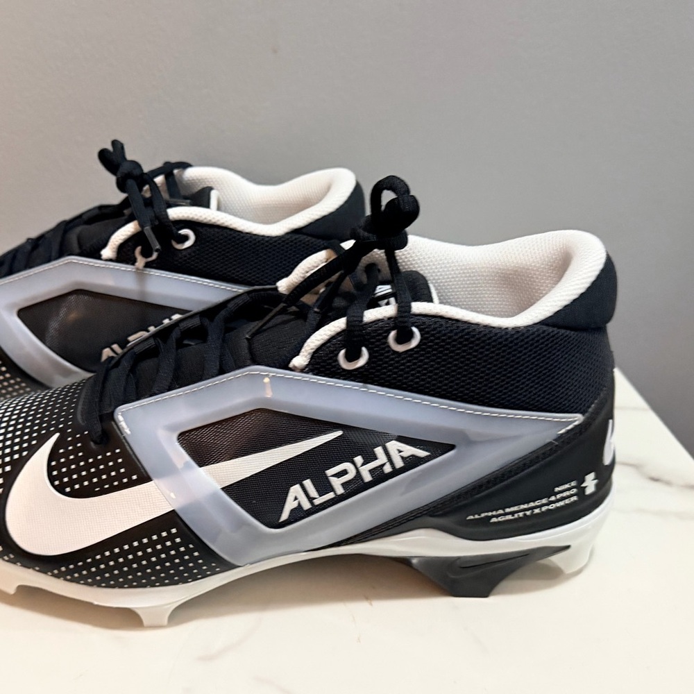 Mens Nike Black and White Alpha cleats 12